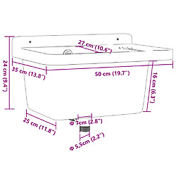 vidaXL Lavabo pour montage murale gris 50x35x24 cm résine pas cher