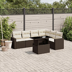 vidaXL Salon de jardin avec coussins 7 pcs marron résine tressée 