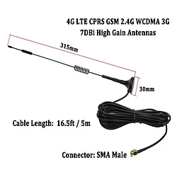 Avis Wewoo Antenne 7dBi SMA Connecteur Mâle Gain Haut 4G LTE CPRS GSM 2.4G WCDMA 3G Réception de Réseau Adaptateur