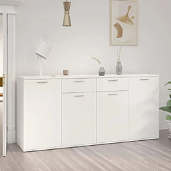 Maison Chic Buffet,Meuble de Rangement,commode pour salon,Cuisine Blanc brillant 160x36x75 cm Aggloméré -MN53818