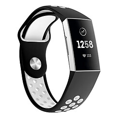 Wewoo Bracelet en silicone bicolore à trou rond et pour Fitbit Charge 3, taille de la dragonne: 145-210mm (Blanc) 