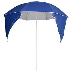 Avis vidaXL Parasol de plage avec parois latérales bleu 215 cm