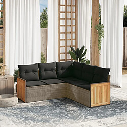 Maison Chic Ensemble de 5 Tables et chaises d'extérieur avec coussins,Salon de jardin gris résine tressée -GKD356182