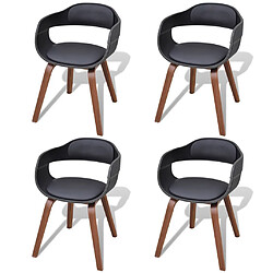 Decoshop26 Lot de 4 chaises de salle à manger cuisine design contemporain bois courbé et synthétique noir CDS021774 