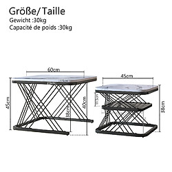 LBF 2 ensembles de table basse carrée moderne, table basse carrée table de salon, avec cadre en métal et table de table de pâte de marbre table basse (cadre noir + bureau blanc)