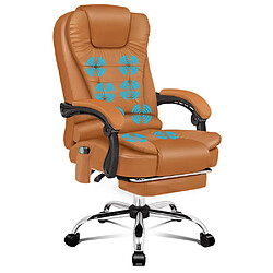 ALFORDSON Fauteuil Bureau Massage Siège D'ordinateur Dxécutif Chauffant Brun