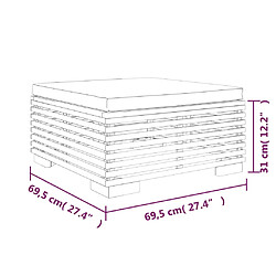 vidaXL Repose-pied de jardin et coussin Gris foncé Bois de teck massif pas cher