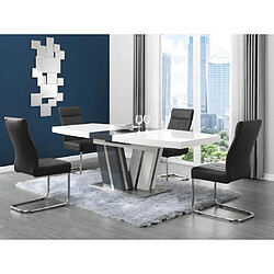 Vente-Unique Table à manger extensible NOAMI II - 6 à 8 personnes - MDF laqué gris et blanc 