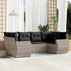 vidaXL Salon de jardin 6 pcs avec coussins gris clair résine tressée 