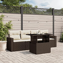 vidaXL Salon de jardin avec coussins 5 pcs marron résine tressée 