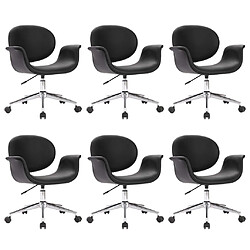 vidaXL Chaises pivotantes à manger lot de 6 noir similicuir