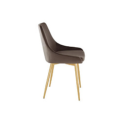 Acheter Vente-Unique Lot de 6 chaises MASURIE - Velours et métal doré - Taupe