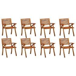 Maison Chic Lot de 8 Chaises de jardin avec coussins | chaises d'extérieur | Fauteuil Relax Bois d'acacia solide -GKD20945