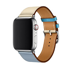 Wewoo Bracelet de montre en cuir bicolore à boucle unique pour Apple Watch séries 3 et 2 & 1 38 mmgris bleu + rose blanc + glacier 