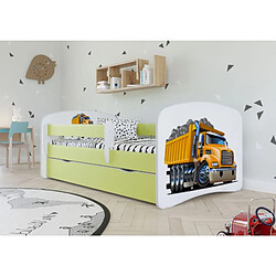 Lit camion vert Babydreams avec un tiroir sans matelas 140/70 