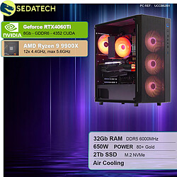 Sedatech PC Gamer • AMD Ryzen 9 9900X • RTX4060Ti • 32Go DDR5 • 2To SSD M.2 • sans OS