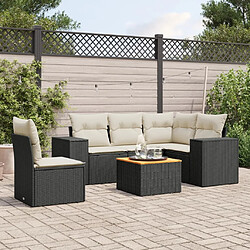 Maison Chic Salon de jardin 6 pcs avec coussins | Ensemble de Table et chaises | Mobilier d'Extérieur noir résine tressée -GKD35320