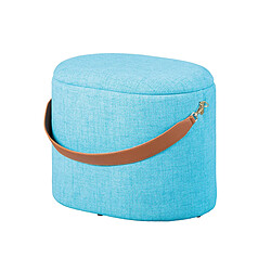 Alter Pouf de rangement en tissu avec poignée en éco-cuir, couleur bleu clair, 42x30x36 cm