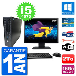 PC HP 800 G1 Ecran 22" Core i5-4570 RAM 16Go Disque 2To Windows 10 Wifi · Occasion 