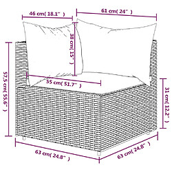 vidaXL Canapé d'angle de jardin avec coussins marron résine tressée pas cher