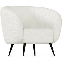 ICONIK INTERIOR Fauteuil avec Accoudoirs En Bouclette Fausse Fourrure Tapissée - Boucles Blanches - Nuba Blanc 