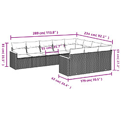 Acheter vidaXL Salon de jardin avec coussins 10 pcs gris résine tressée