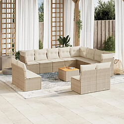 Maison Chic Salon de jardin avec coussins 13 pcs | Ensemble de Table et chaises | Mobilier d'Extérieur beige résine tressée -GKD32962