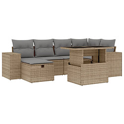 vidaXL Salon de jardin avec coussins 7 pcs beige résine tressée