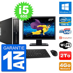 PC HP 8100 SFF Ecran 27" Intel Core i5-650 RAM 4Go Disque 2To Windows 10 Wifi 