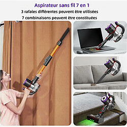 Acheter KILISKY Aspirateur balai sans fil puissant 7 en 1 - Sans Sac - 30000 Pa - Autonomie 50 mins - 450W - 5x2500mah batterie avec 2 vitesses