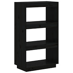 vidaXL Bibliothèque/Séparateur de pièce Noir 60x35x103 cm Pin massif