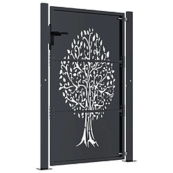 Avis vidaXL Portail de jardin anthracite 105x130cm acier conception d'arbre