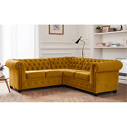 Lisa Design William - canapé Chesterfield d'angle réversible - 5 places - en velours William - canapé Chesterfield d'angle réversible - 5 places - en velours - Jaune