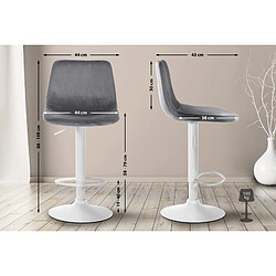 Acheter Decoshop26 Set de 2 tabourets de bar repose-pieds en métal blanc confortable en forme d'arc assise en velours gris foncé 10_0004134