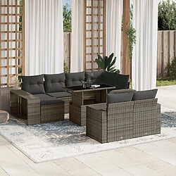 vidaXL Salon de jardin 11 pcs avec coussins gris résine tressée 