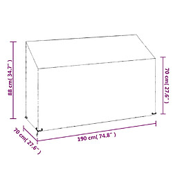 vidaXL Housses de banc de jardin 2 pcs 8 œillets 190x70x70/88 cm PE pas cher