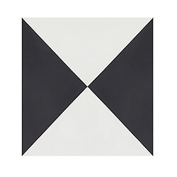 Pegane 4 Carreaux de ciment véritable 0,48m2 / Carreaux de ciment artisanaux coloris noir/blanc pour sol et mur - l.20 x L.20 cm