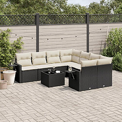 Maison Chic Ensemble Tables et chaises d'extérieur 9 pcs avec coussins,Salon de jardin noir résine tressée -GKD428715