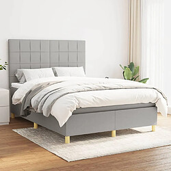 vidaXL Sommier à lattes de lit avec matelas Gris clair 140x190cm Tissu 