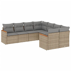 vidaXL Salon de jardin avec coussins 8pcs mélange beige résine tressée