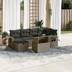 vidaXL Salon de jardin avec coussins 7 pcs gris résine tressée 