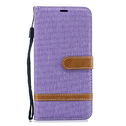 Etui en PU tissu jean bicolore violet pour votre Samsung Galaxy J6 Plus/J6 Prime