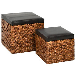 vidaXL Repose-pieds lot de 2 Jacinthe d'eau Marron