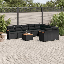 Maison Chic Salon de jardin 10 pcs avec coussins, Ensemble Tables et chaises d'extérieur noir résine tressée -GKD685520