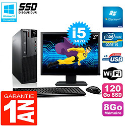 PC Lenovo M92p SFF Ecran 27" Core I5-3470 8Go Disque 120Go SSD Wifi W7 · Occasion 