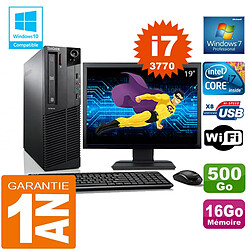 PC Lenovo M92p SFF Core I7-3770 Ram 16Go Disque 500 Go Wifi W7 Ecran 19" · Occasion 