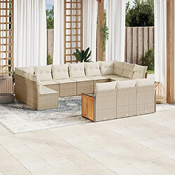 vidaXL Salon de jardin avec coussins 13 pcs beige résine tressée