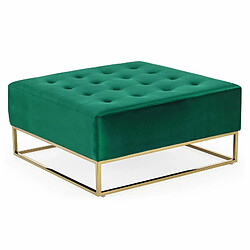 Paris Prix Pouf Carré en Velours Lakota 90cm Vert 