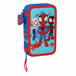 Plumier double Spidey Rouge Bleu 12.5 x 19.5 x 4 cm (28 Pièces) 