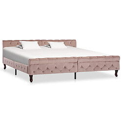 vidaXL Cadre de lit sans matelas rose velours 200x200 cm